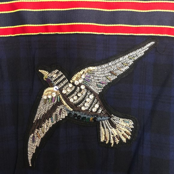 Sam Edelman Patch Embellished Plaid Sleep Shirt - Picture 10 of 14